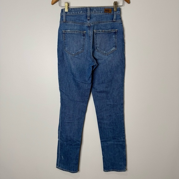 Paige Distressed Wash Straight Leg High Rise Denim Jeans Size 24 - Picture 3 of 9